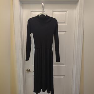 Black Knit Contrast Top With Satin Bottom Size M